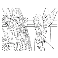 Tinker Bell trapped in a birdcage coloring page