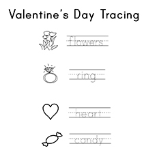 Valentines day tracing coloring page