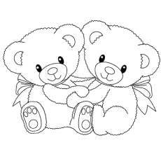 Twin teddy bears coloring page