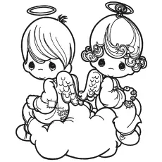 Valentine Angels coloring page
