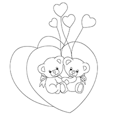 The Valentines teddy bear coloring page