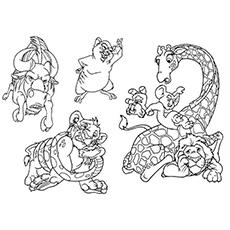 Wild animals from wild kratts coloring page