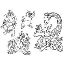 Wild animals from wild kratts coloring page