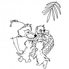 Wolf and a baby coloring page