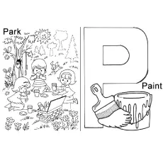 Illustrations starting with the letter P, coloring page