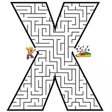 Letter X maze coloring page
