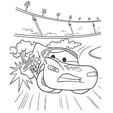 Drifting off the track Lightning McQueen coloring page