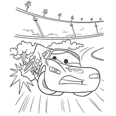 Drifting off the track Lightning McQueen coloring page