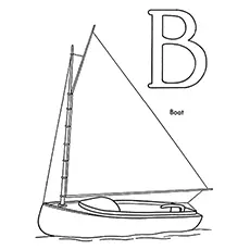 Letter b for boat coloring page