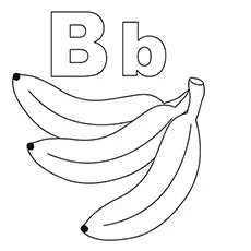 Letter b for banana coloring page