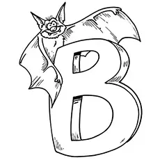 Letter B for bat coloring page