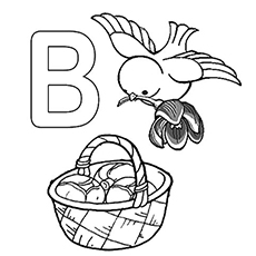 Letter B for bird coloring page