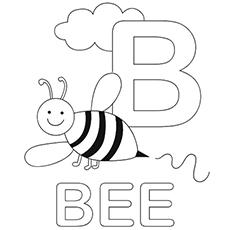 B for bee coloring page