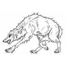 Angry wolf coloring page