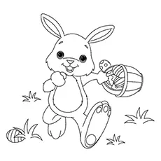 Happy easter bunny coloring page