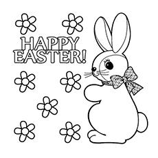 Easter bunny wishing happy easter coloring page