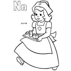 N for Nurse coloring page