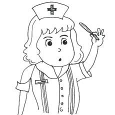 Nurse checking temperature coloring page