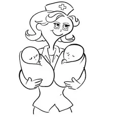 Babies and Nurse coloring page