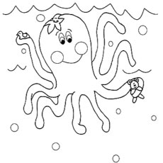 Octopus and friends coloring page