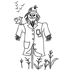 Scarecrow during Fall coloring page