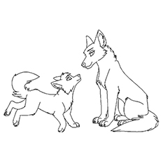 Wolf and offspring coloring page
