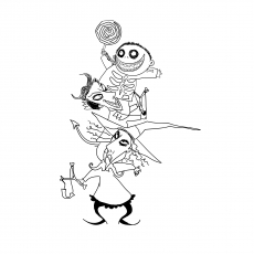 Three naughty kids, Nightmare Before Christmas coloring page