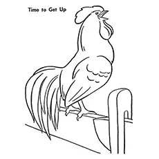 Time to get up rooster coloring page