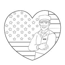 Picture of a US soldier, 4th of July coloring page