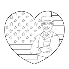 Picture of a US soldier, 4th of July coloring page