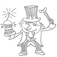 Uncle Sam on 4th July coloring page