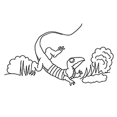 Upright lizard coloring page