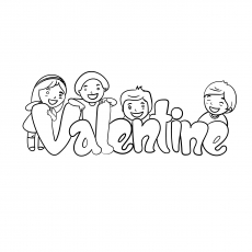 The Valentine word coloring page