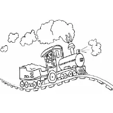 Train moving up and down on the track coloring page