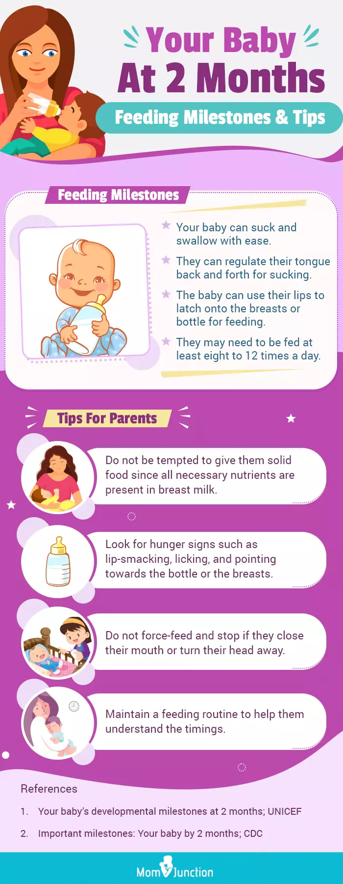your baby at 2 months feeding milestones and tips (infographic)