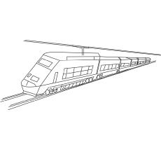 Zooming Passenger Train coloring to print