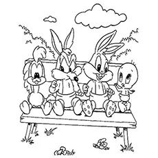Baby looney toons gang coloring page