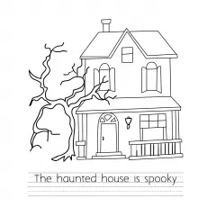 Haunted house and maze coloring page