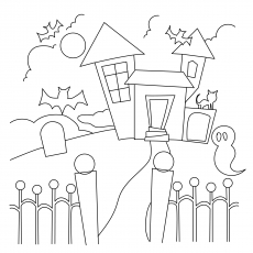 Haunted tower coloring page