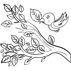 Bird flying in autumn Fall coloring page