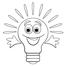 Smiling bulb, emotions coloring page