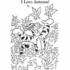 Cartoon Tigger loves autumn season Fall coloring page
