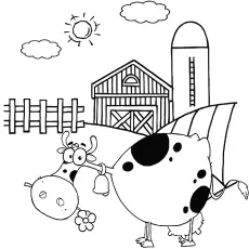 Cow in farm coloring page