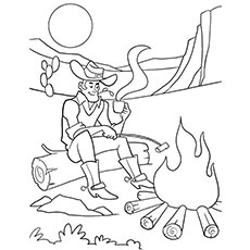 Cowboy campfire coloring page