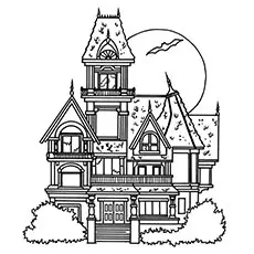 Big haunted house coloring page