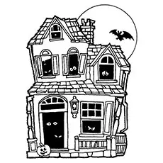 Old haunted house coloring page