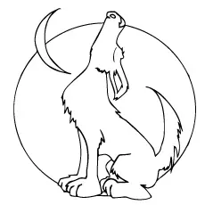 Wolf howling coloring page