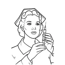 Home Nurse with syringe coloring page