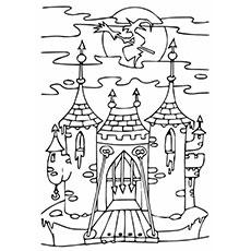 Le chateau haunted house with coloring page