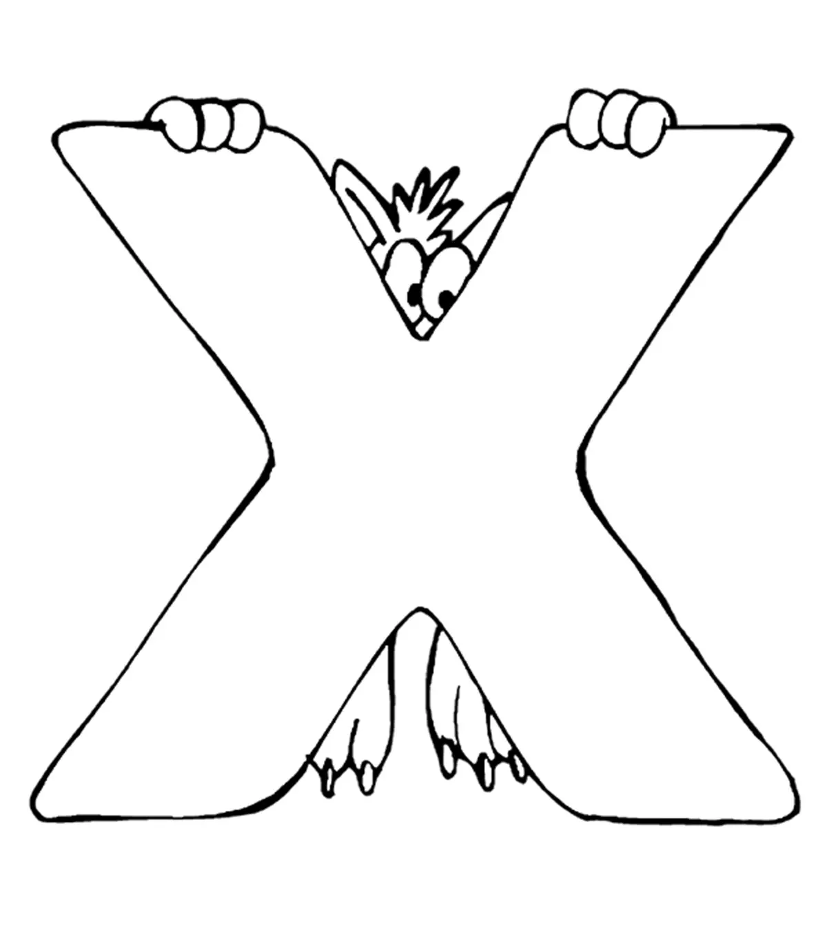 Letter X, pixie coloring page